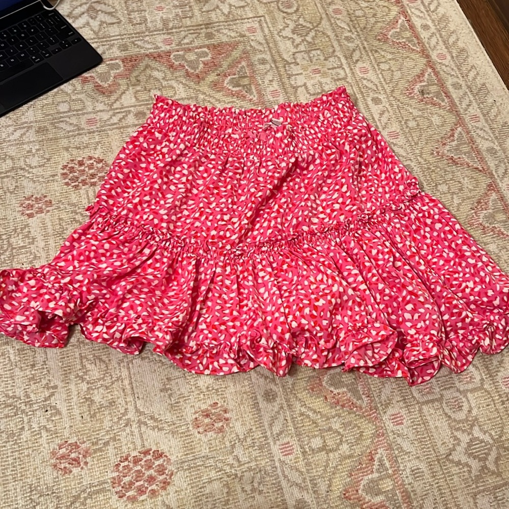 NWT THML pink animal print flouncy skirt